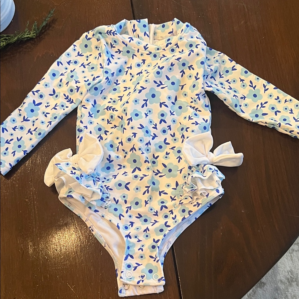 Cecil and Lou Floral Long Sleeve Girls swimsuit Rashguard